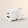 White 12W dual-port UK wall charger