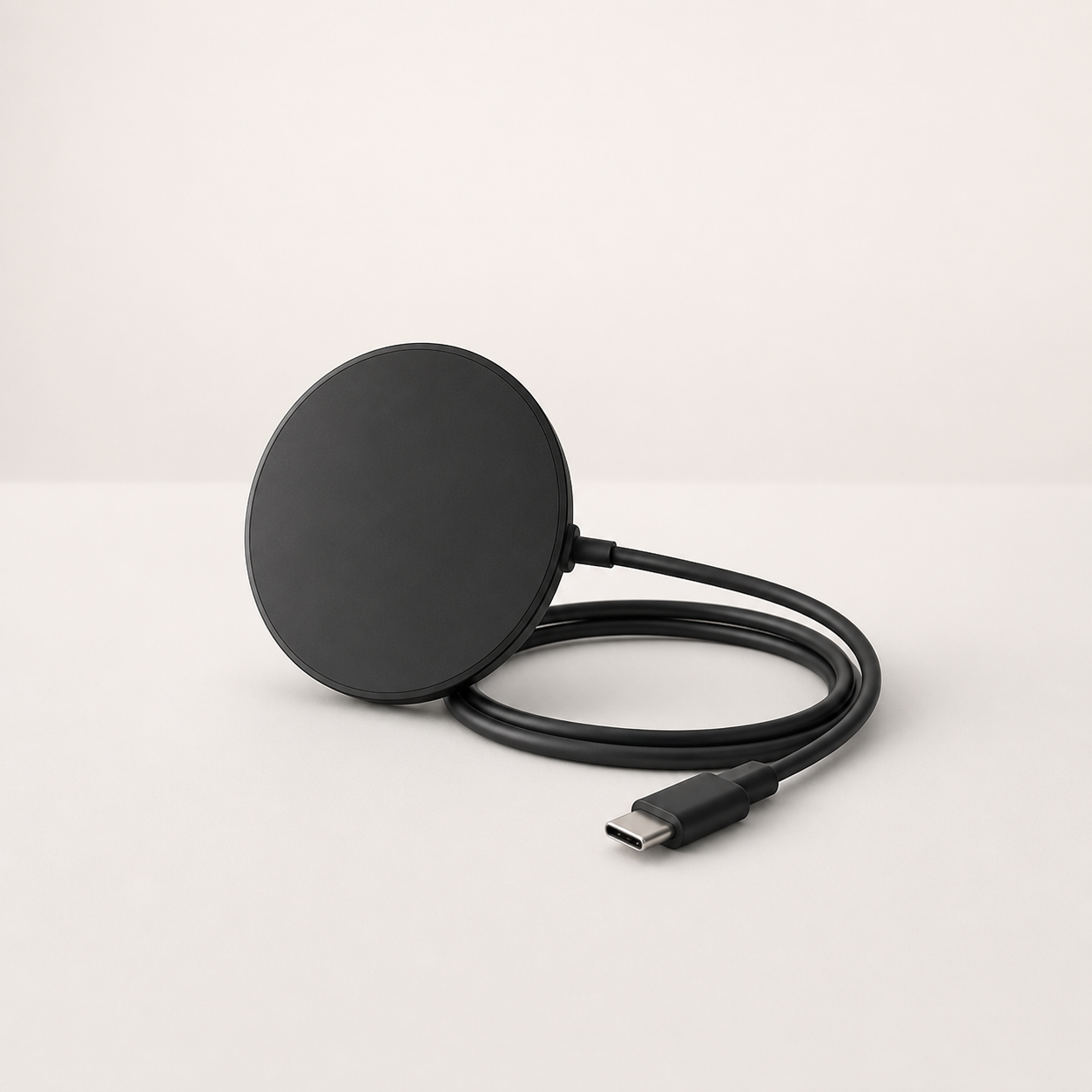 Black 15W magnetic wireless charging puck