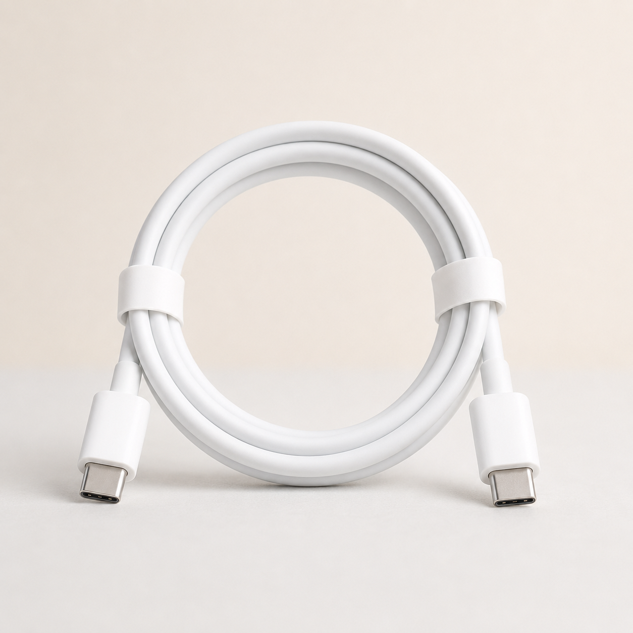 White USB-C to USB-C charging cable
